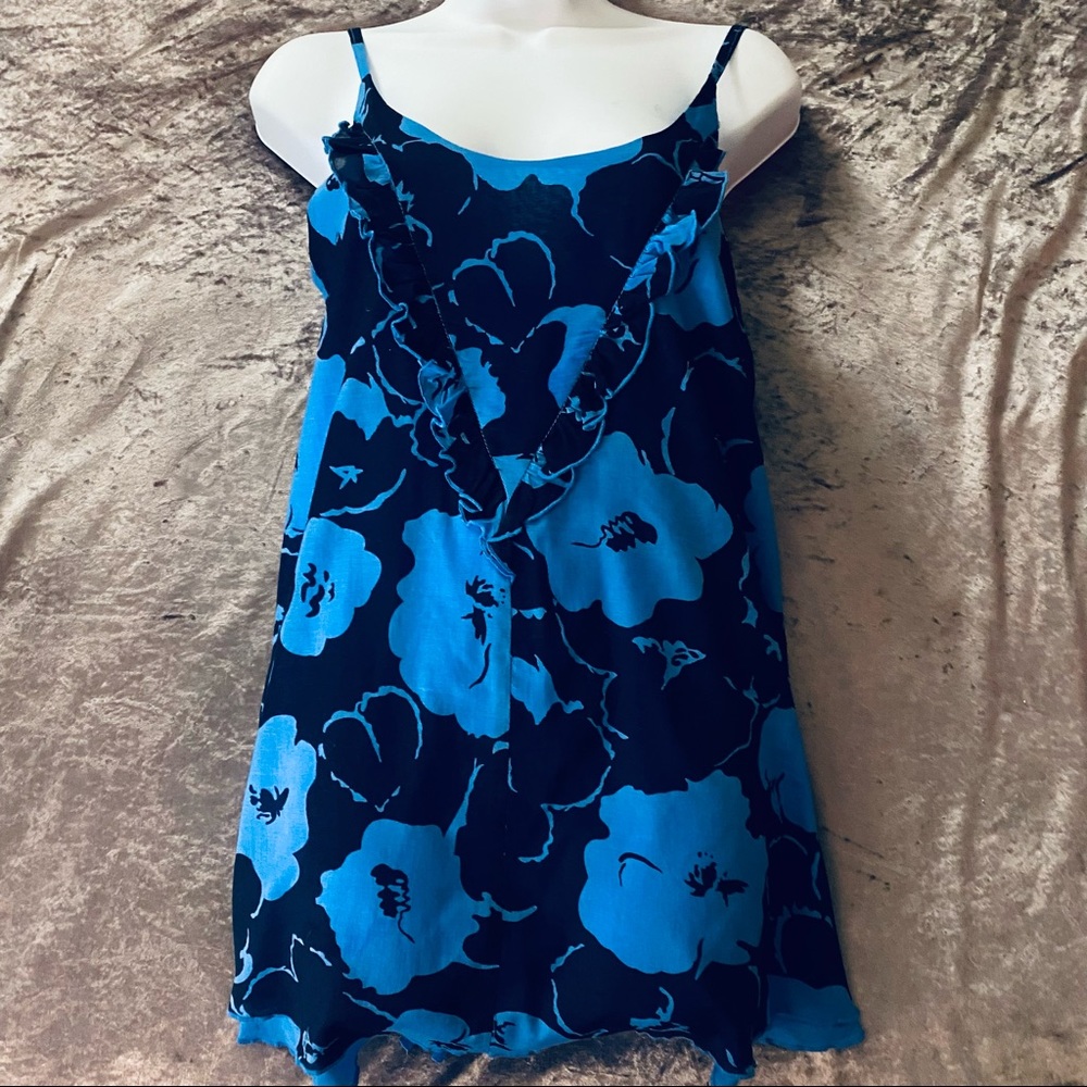 Anthropologie Tulle Blue Sleeveless Trapeze Top